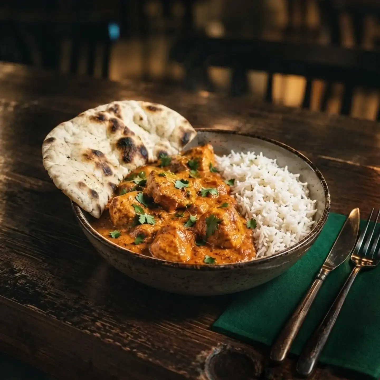 Tikka masala d’Omnívor amb arròs i pa naan